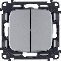 Механизм выключателя 2-кл. СП Valena Allure 10А IP20 250В с лиц. панелью безвинт. зажимы алюм. Leg 752905