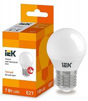 Лампа светодиодная ECO G45 7Вт шар 3000К тепл. бел. E27 630лм 230-240В IEK LLE-G45-7-230-30-E27