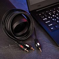 Шнур 3.5 Stereo Plug - 2RCA Plug 3М (GOLD) (уп.10шт) Rexant 17-4234
