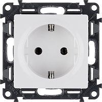 Механизм розетки 1-м СП Valena Life 16А IP2X 250В 2К+З с лиц. панелью безвинт. зажимы бел. Leg 753421