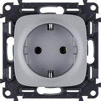 Механизм розетки 1-м СП Valena Allure 16А IP2X 250В 2К+З с лиц. панелью безвинт. зажимы алюм. Leg 753921