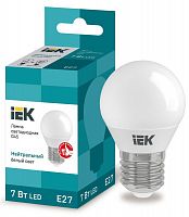 Лампа светодиодная ECO G45 7Вт шар 4000К бел. E27 630лм 230-240В IEK LLE-G45-7-230-40-E27