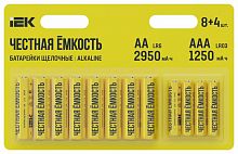 Элемент питания алкалиновый LR6/AA+LR03/AAA (блист.8+4шт) IEK ABT-LR06-LR03-OP-L08-04